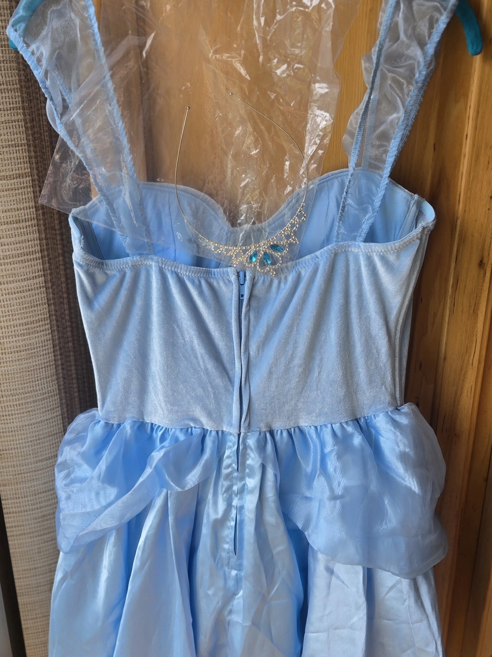 Light Blue Velvet Bodice Mini Dress with Sheer Skirt Cinderella Dress - Picture 2 of 3